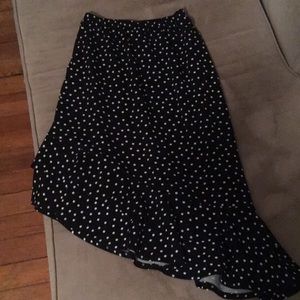 *3 for $25!*  Asymmetrical polka dot midi skirt